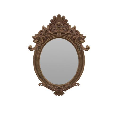 An Ornate Mirror is a type of mirror characterized by elaborate and decorated frames. These often feature complex designs, including scroll work, foliage, animal figures, or floral motifs. 