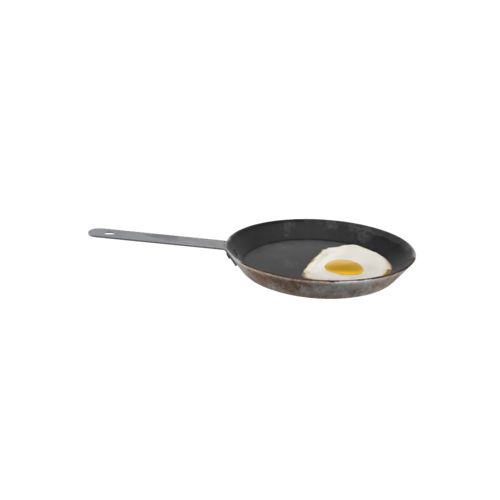 A fried egg is a cooked dish commonly made using a fresh hen's egg, fried whole with minimal accompaniment. The two most common types are the sunny side up and the over-easy or over-hard eggs, depending on whether the egg is flipped to cook both sides.