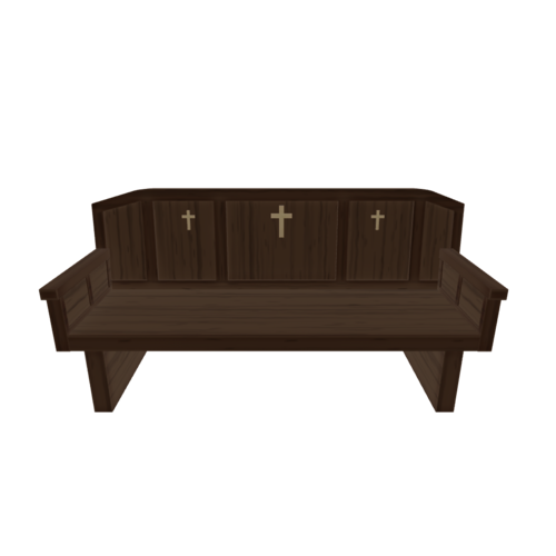 A wooden church pew is a long bench seat used for seating members of a congregation or choir in a church. Traditionally made of wood, these pews are an integral part of church furniture. They provide a space for worshippers during service.