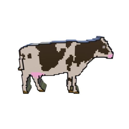 A Flat Cow refers to an artistic representation of a cow that has a two-dimensional, "flat" appearance.