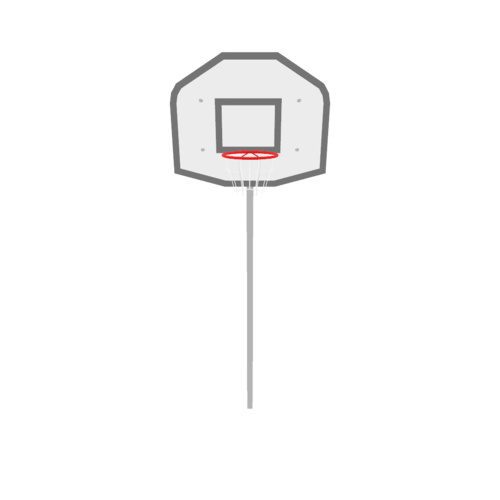 A basketball hoop is a circular rim with a net where players aim to shoot the basketball to score points in the game of basketball. It is typically mounted on a backboard and elevated to a standard height of 10 feet above the ground.
