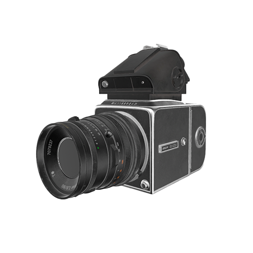 A medium format single-lens reflex camera, developed and produced by the Swedish company Hasselblad. Known for its robustness, mechanical accuracy and excellent optics.