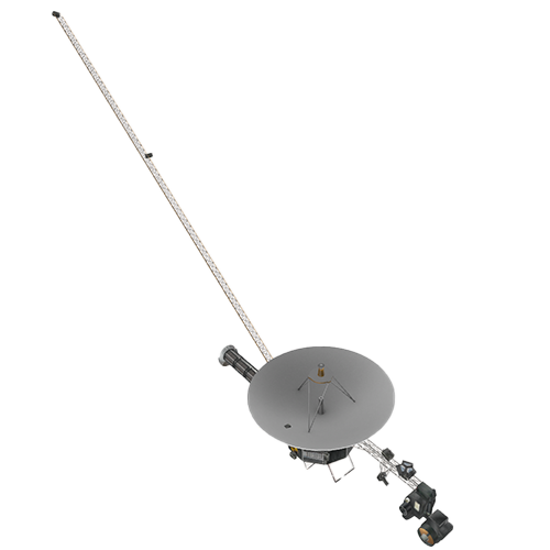 The Voyager 1 is a space probe launched by NASA in 1977. Its mission was to study the outer Solar System and it has since become the furthest man-made object from Earth.