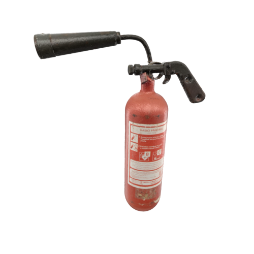This is a device used to control or extinguish small fires. Most fire extinguishers work by expelling a chemical substance or gas that can cool the fire or displace the oxygen feeding it.